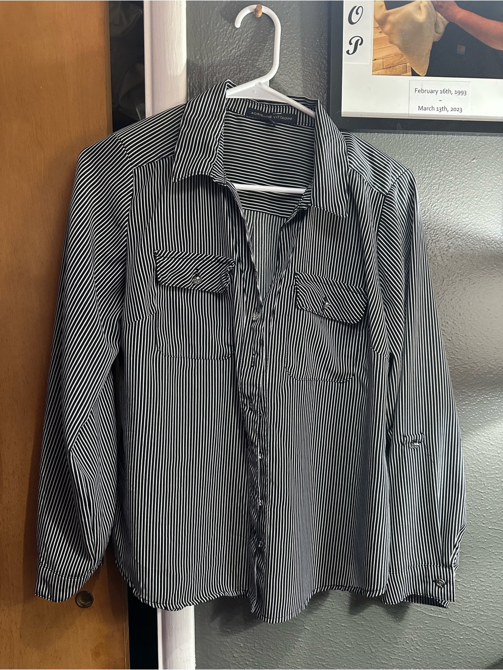 Classic Women’s Black & White Striped Button-Up Shirt